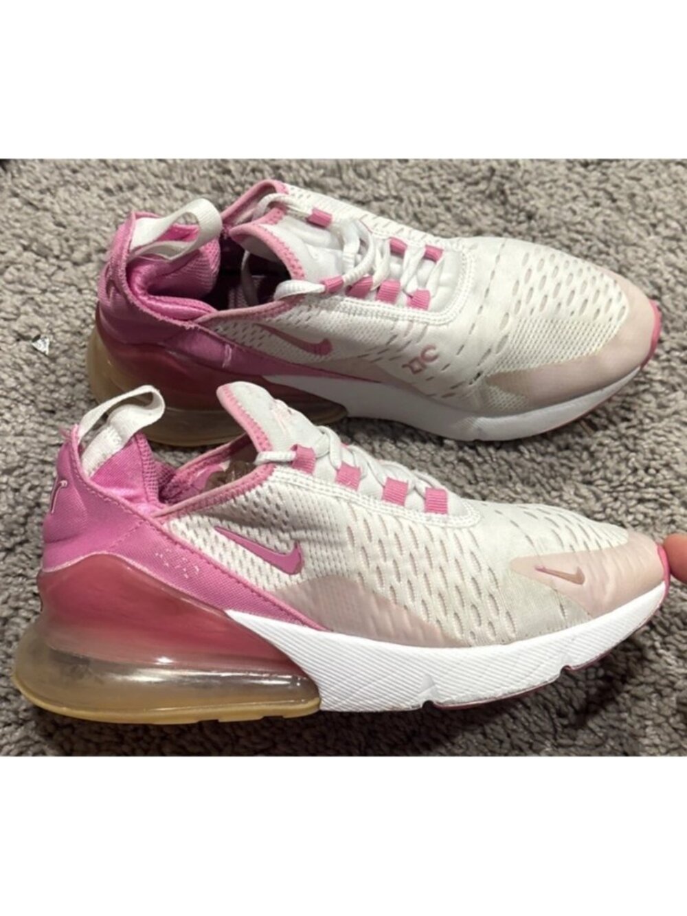 Nike Air Max 270 Youth GS Size 4Y White Pink Foam Running Shoes FZ4116-100